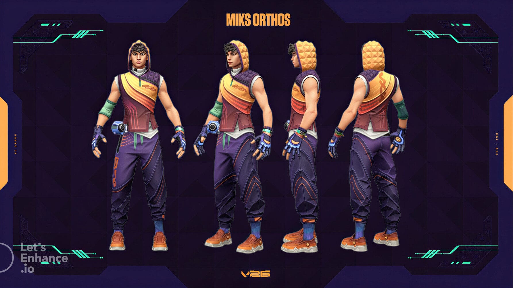 A gola da camisa dele apresenta um rosto de monstro inspirado no folclore croata, representando o espírito e a energia festeira de Miks. É uma referência às suas raízes na cena underground da música eletrônica e reflete como ele representa sua comunidade.